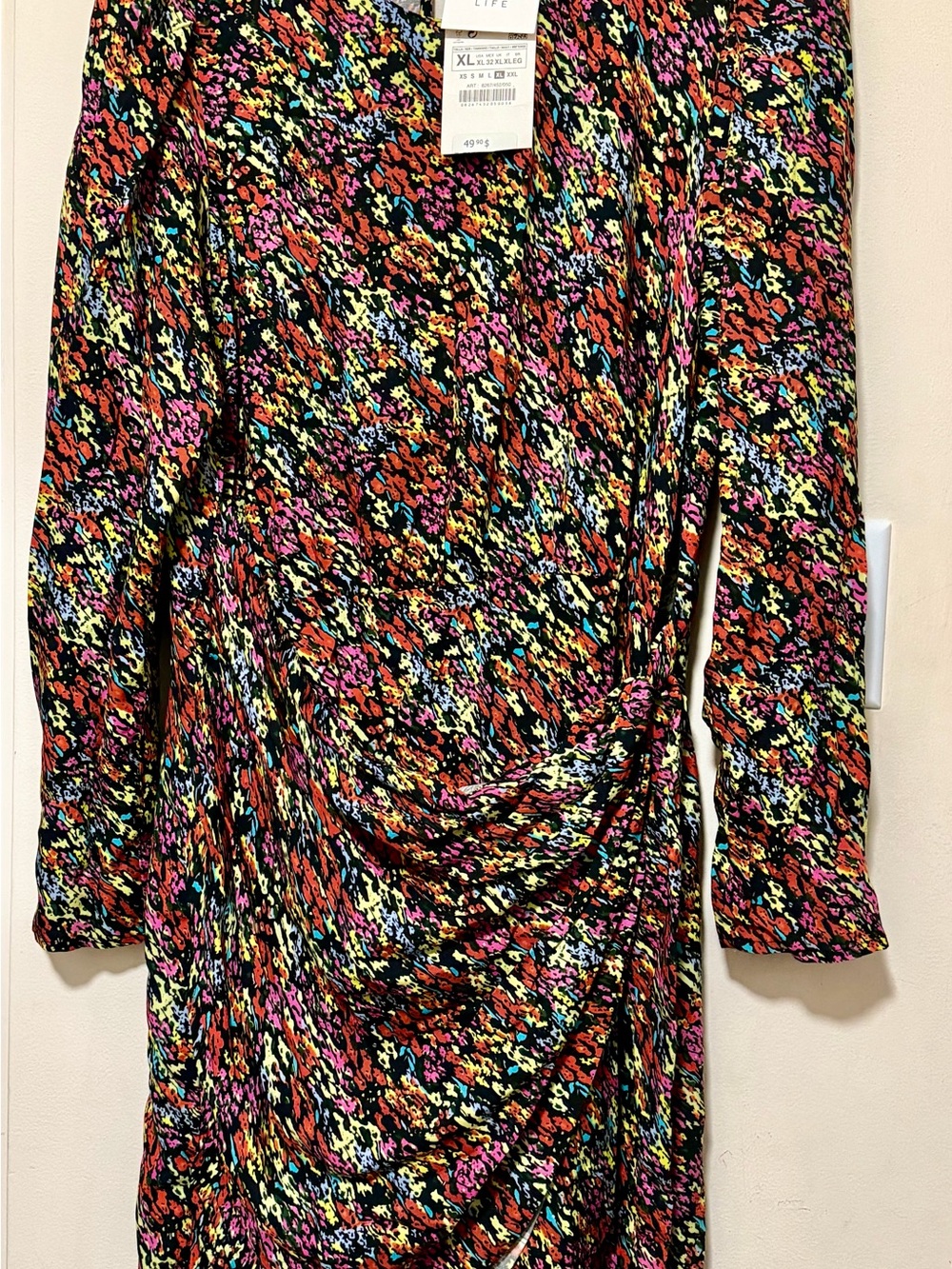 Zara Long Sleeve Multicolor Floral Print Dress